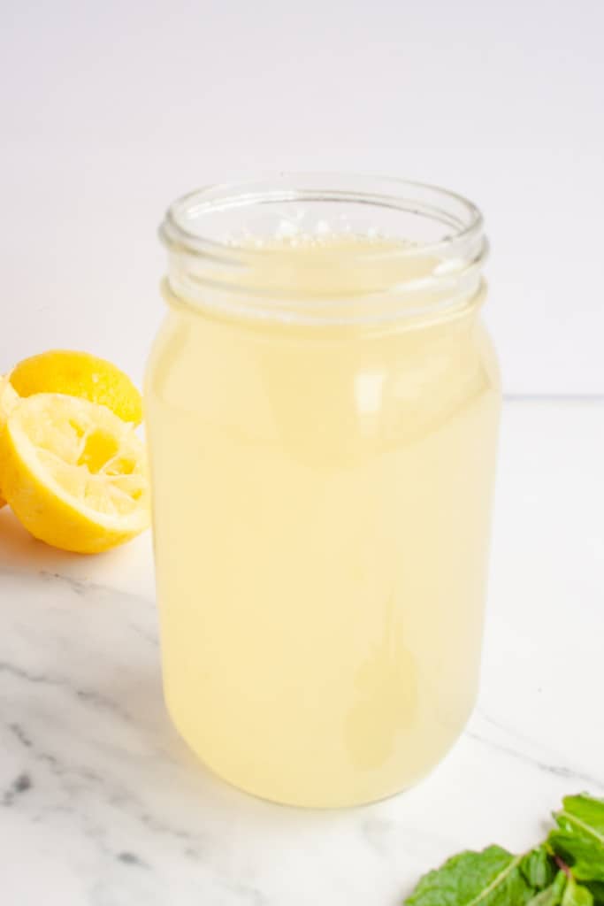 Mint infused fresh lemonade in a mason jar