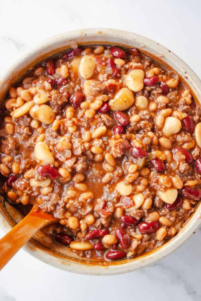Calico Baked Beans mixed in a bowl