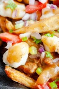 Close up of Poutine fries