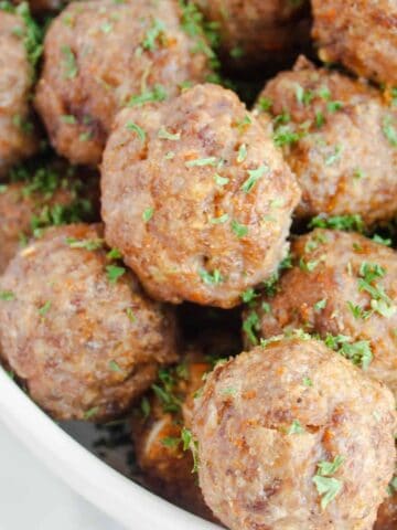 Oven Baked Meatballs on a white plate