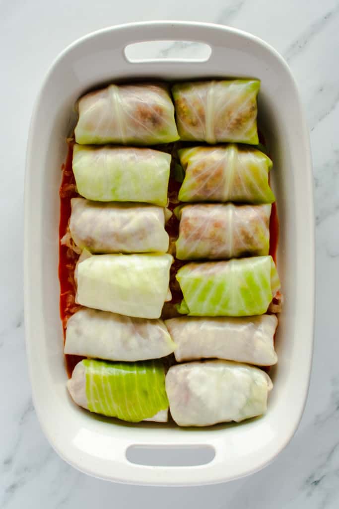 Baking dish of Stuffed Cabbage Rolls