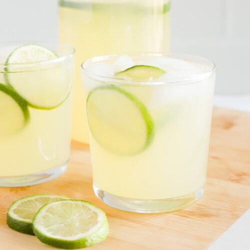 Featured image of homemade limeade on ice.