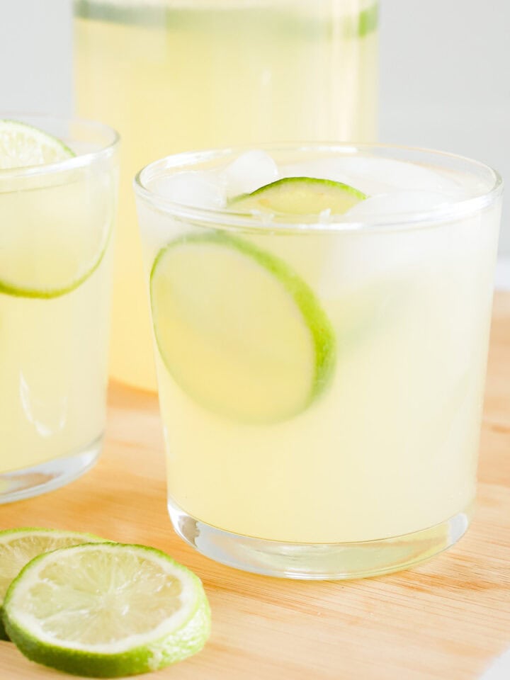 Featured image of homemade limeade on ice.