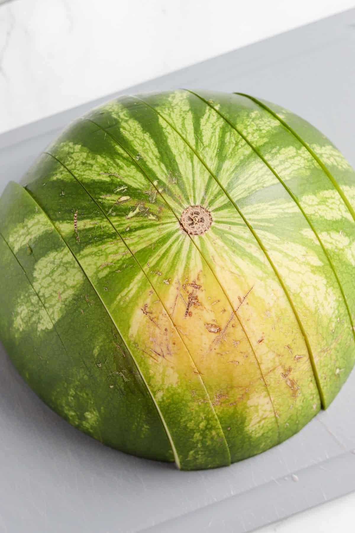 One inch cuts across half the watermelon.