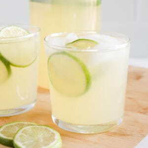 Featured image of homemade limeade on ice.