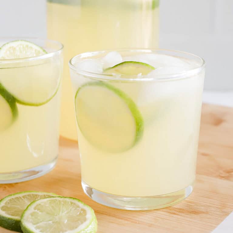 Featured image of homemade limeade on ice.